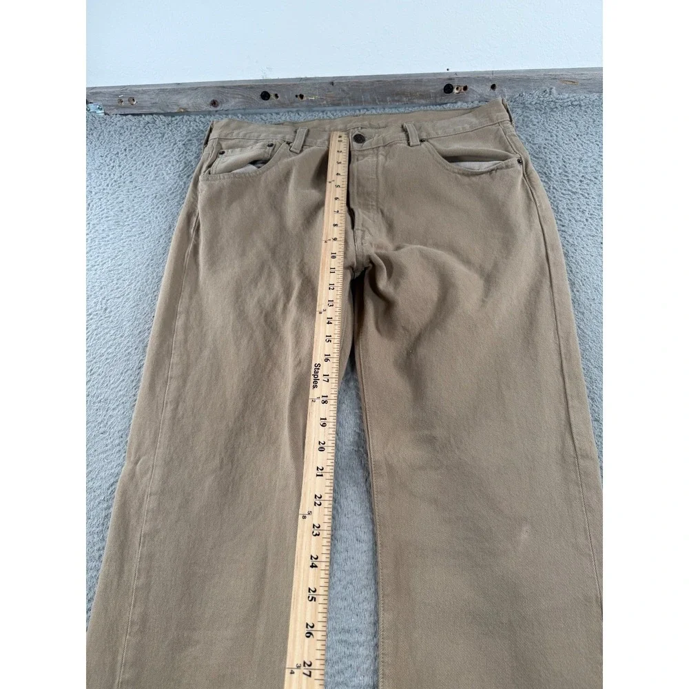 Levi's 501 Jeans Mens 34x33 Beige Denim Mid Rise Straight Leg Button Fly